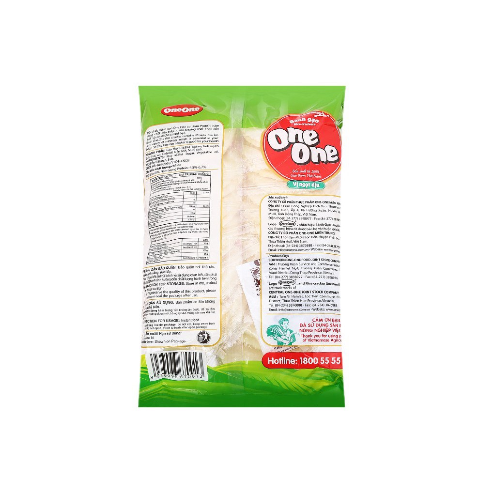 Bánh gạo One One Vị Ngọt Dịu 230gr/ Vị Sữa Ngô 149g/ Vị Tôm Nướng 150g