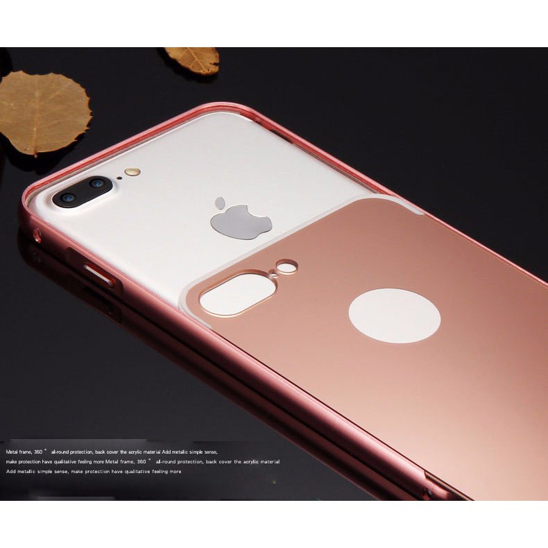 Ốp lưng iPhone 7 Plus tráng gương viền kim loại