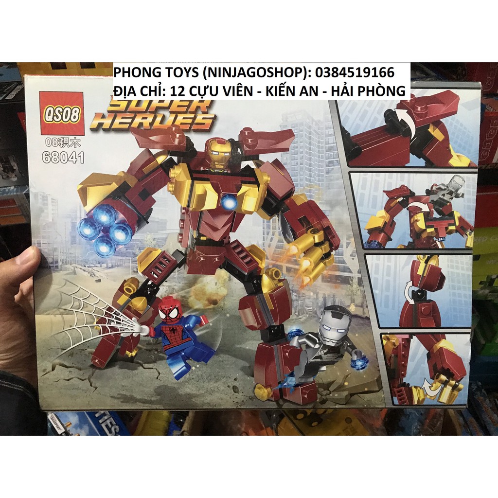 Lắp ráp xếp hình Lego siêu anh hùng Ninjago Movie Super Heroes QS08 68041 : Người nhện và robot người sắt 203 mảnh