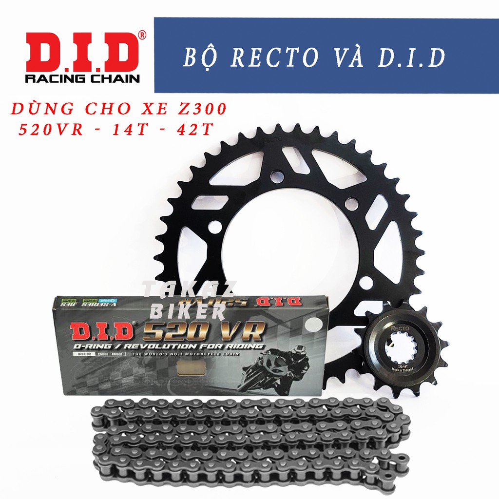 Sên Nhông Đĩa Recto và Sên Phốt Cao Su 520RV O-Ring DID Dùng Cho Xe Kawasaki Z300 PKN