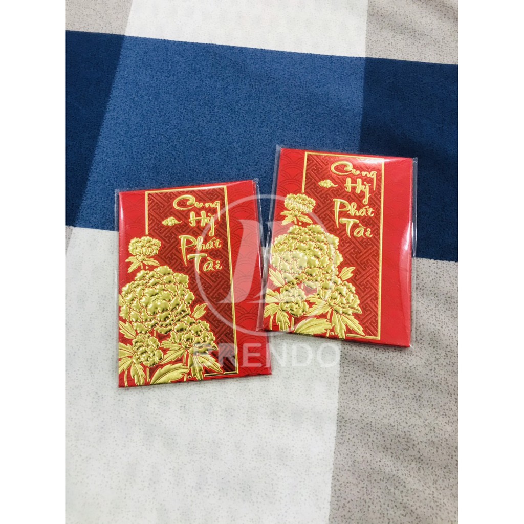 [Tết ] - lì xì đỏ thuần Việt màu sắc cực tươi, in chữ nổi chúc tết cực đẹp, - set 6 bao - VPP Halu