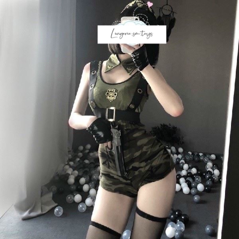 YT1216Cosplay Nữ Đặc Công Hoạ Tiết Camo Gợi Cảm