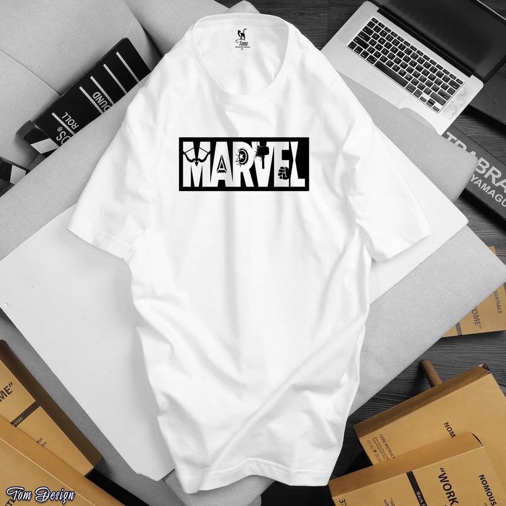 Áo phông unisex nam nữ form rộng tay lỡ chữ MARVEL đẹp vải dày mịn