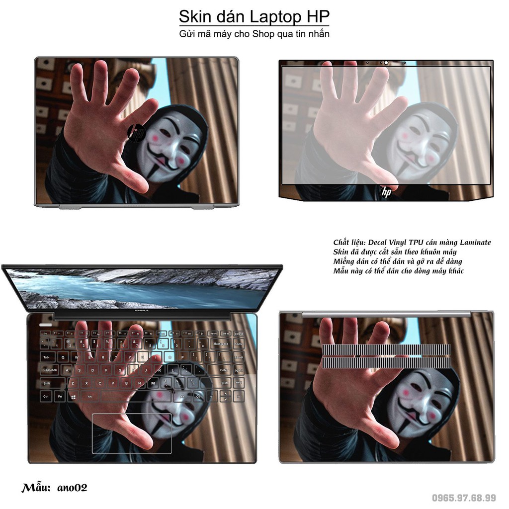 Skin dán Laptop HP in hình Anonymous (inbox mã máy cho Shop)