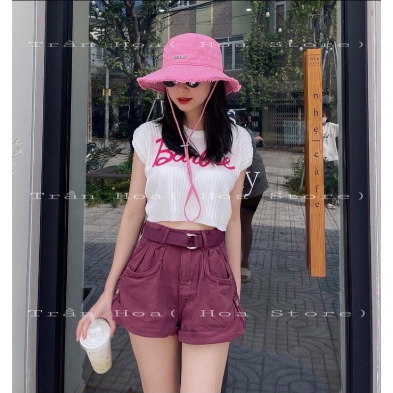 Áo thun len 3 lỗ monterghi chữ Barbie siêu hot