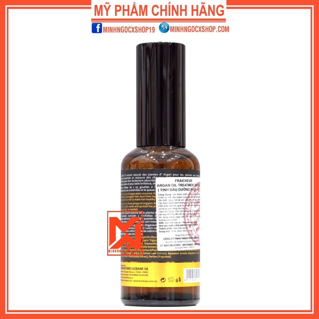 Tinh dầu dưỡng tóc phục hồi chuyên sâu FRAICHEUR ARGAN OIL TREATMENT SERUM 50ml