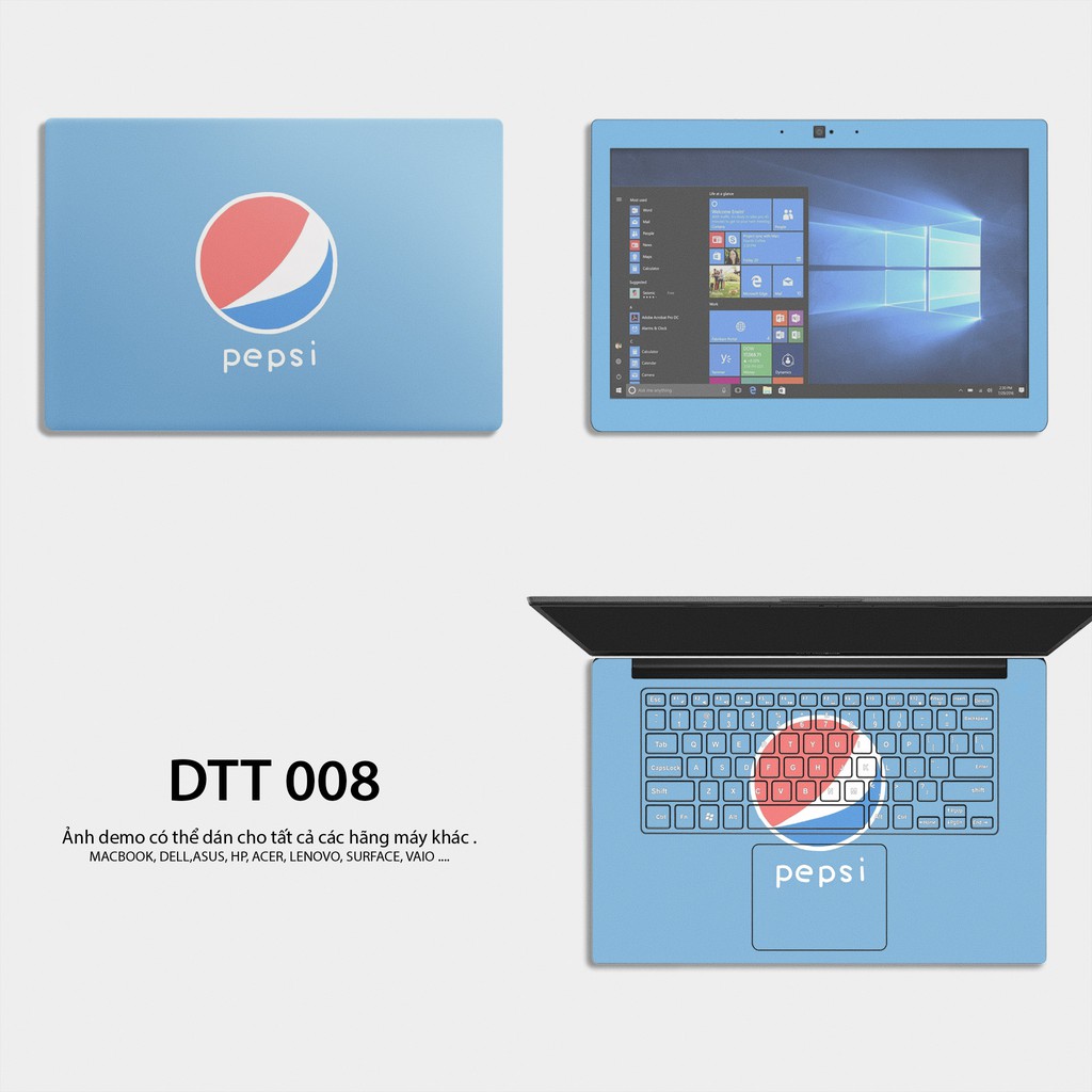 Bộ skin dán laptop mẫu Pepsi / Có mẫu decal dán cho tất cả các hãng máy tính