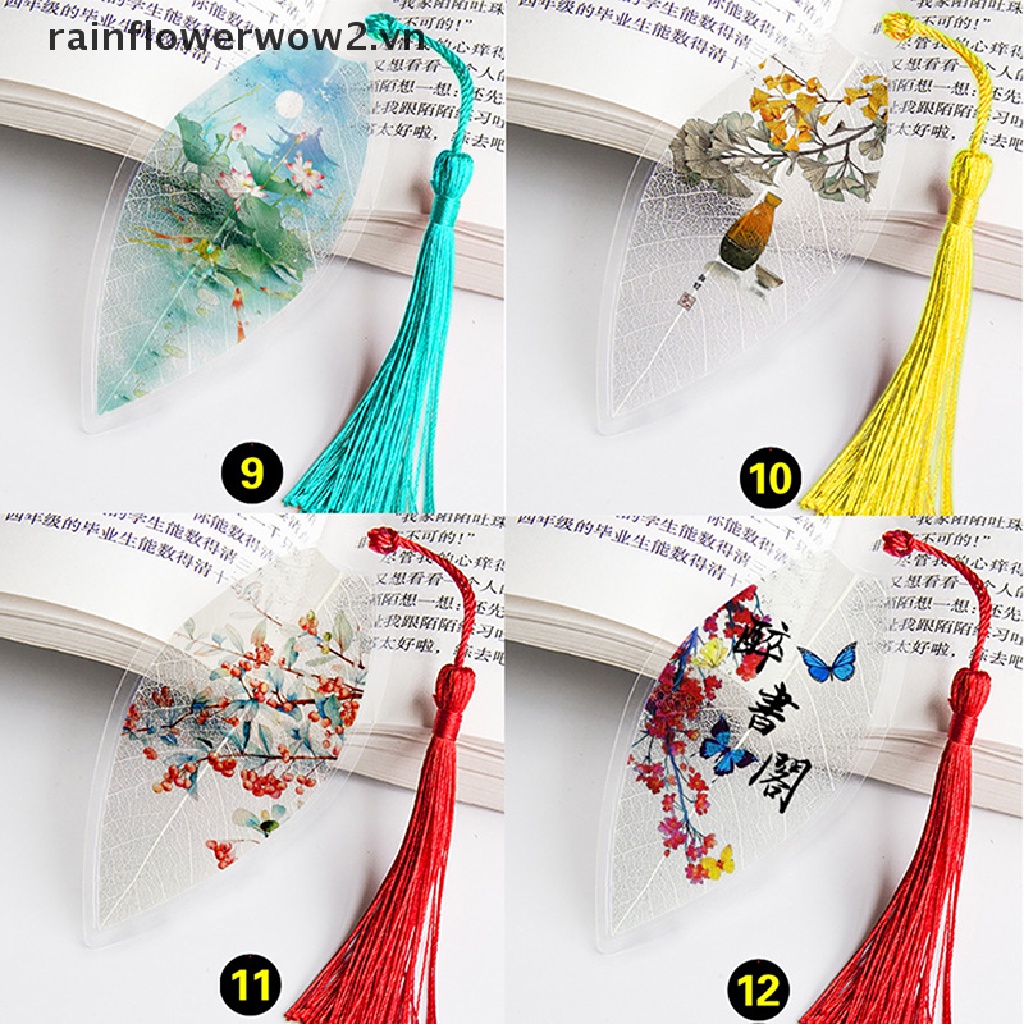 [er] Bookmark Màu Hồng Hình Lá Phong Cảnh Trái Tim Phong Cảnh Cổ Điển Cho Nữ