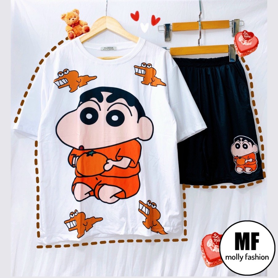 Set đồ bộ hoạt hình ❤️ Bộ mặc nhà Cartoon SHIN CAM form rộng Freesize Unisex nam nữ Molly Fashion