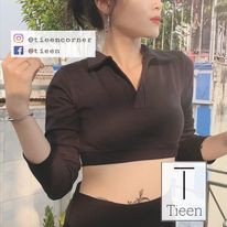 Croptop cổ polo tay dài khoét lưng | BigBuy360 - bigbuy360.vn