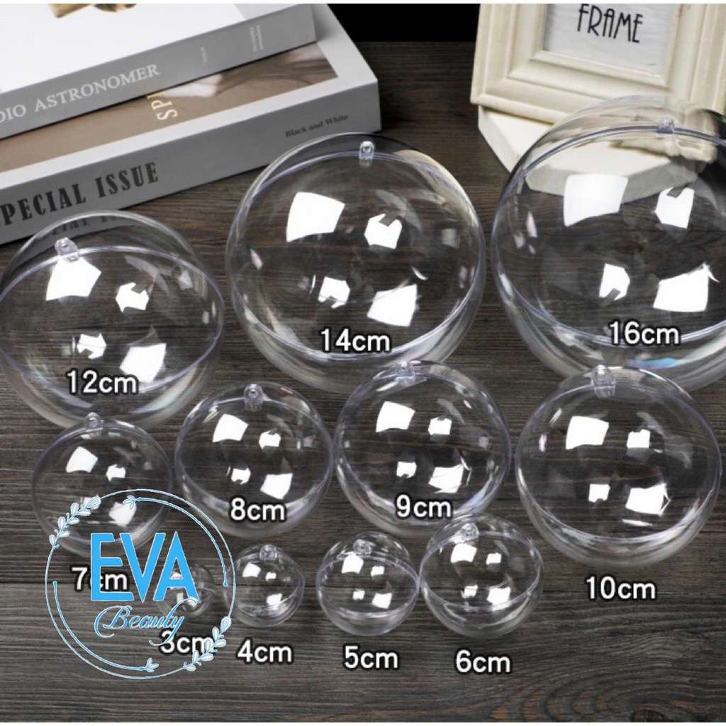 Set 5 Quả Bóng tròn Nhựa Trang Trí Trong Suốt Đường Kính 10 Cm