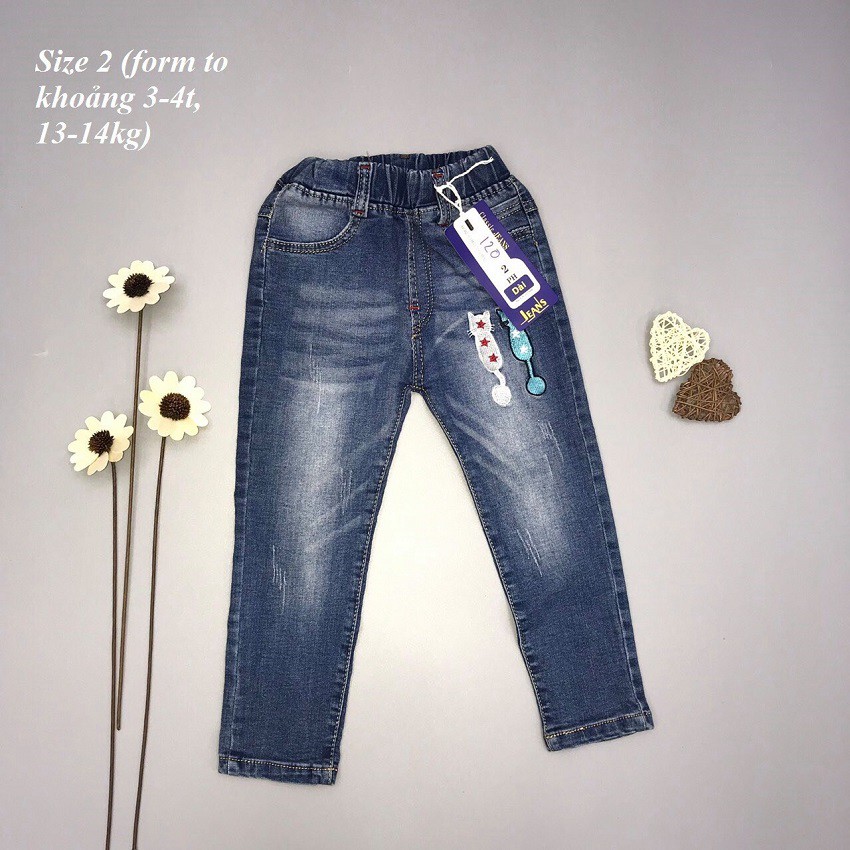 [Sale Hàng Lẻ Size] Quần Jean Dài Bé Gái, Hàng Made In VN, Chất Co Giãn, Mặc Lên Rất Thoải Mái