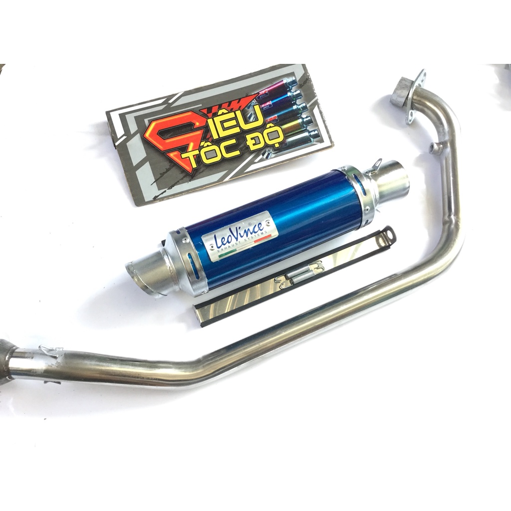 Pô leovince XANH FULL CỔ INOX GẮN CHO NHIỀU LOẠI XE