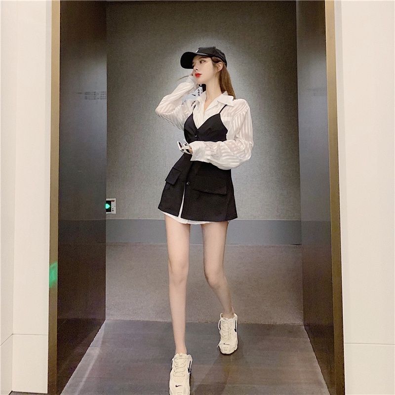 Đầm nữ set sơ mi tay dài Emilyshop