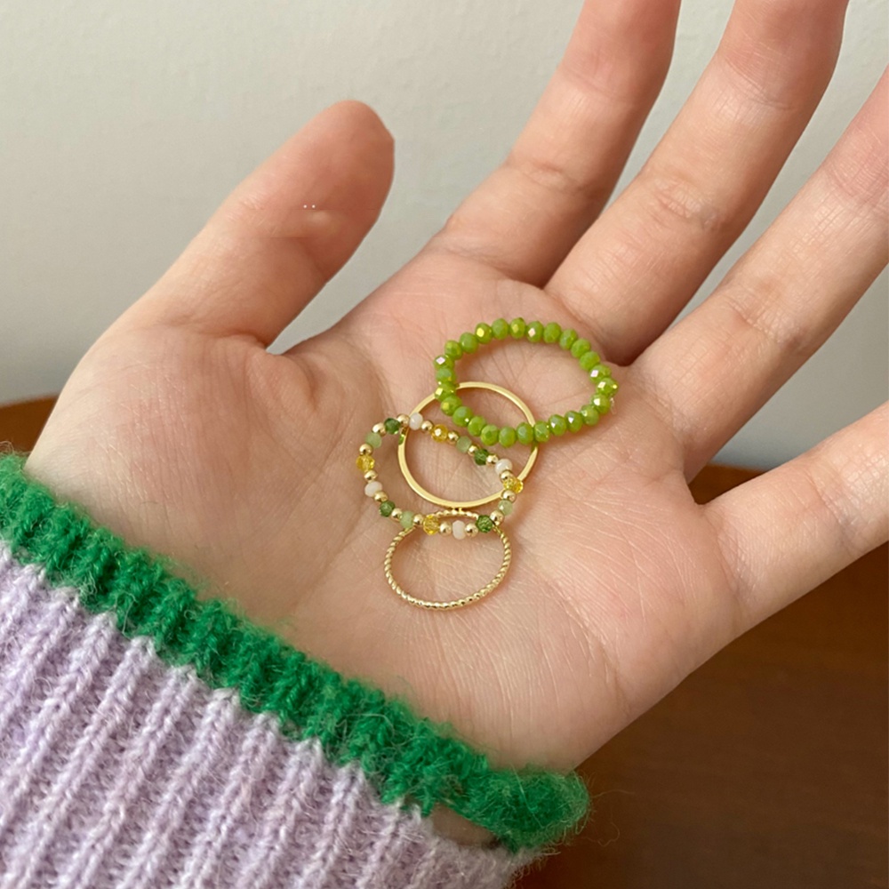 iF YOU Bộ 4 nhẫn   nhiều màu sắc phong cách Hàn Quốc thời trang