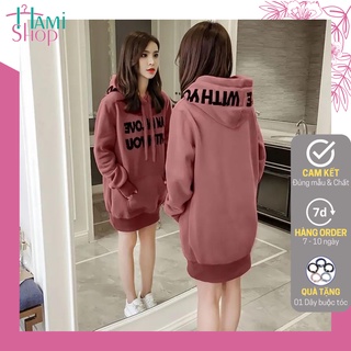 Váy hoodie dáng dài váy nỉ hoodie có mũ chùm đầu chất dày đẹp