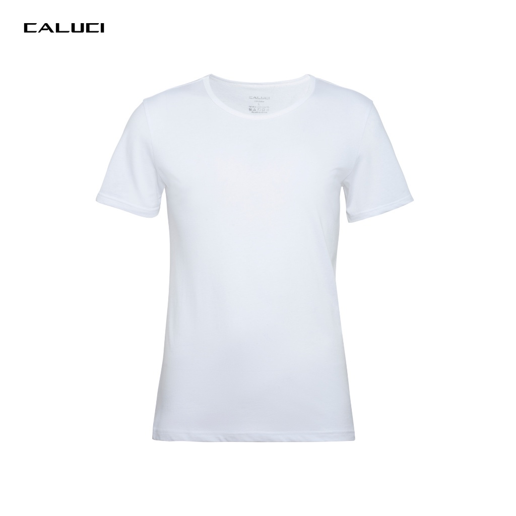 Áo lót nam CALUCI trắng, chất liệu 100% cotton, thoáng mát, co giãn tốt phù hợp mặc nhà và mặc lót bên trong CU0-4