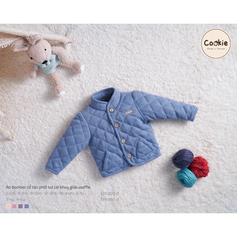 Áo khoác nỉ bông cài cúc Cookie (clip ảnh thật) size 3-6m đến 4-5y