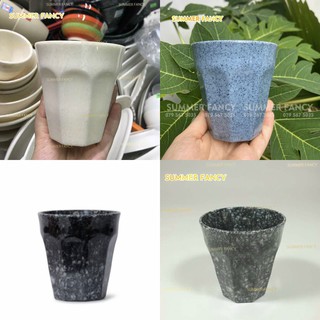 Ly nhựa 8.5 x 8.9 cm Melamine vân đá trắng kem, vân đá đen kiểu sọc cốc phíp SF-LY26