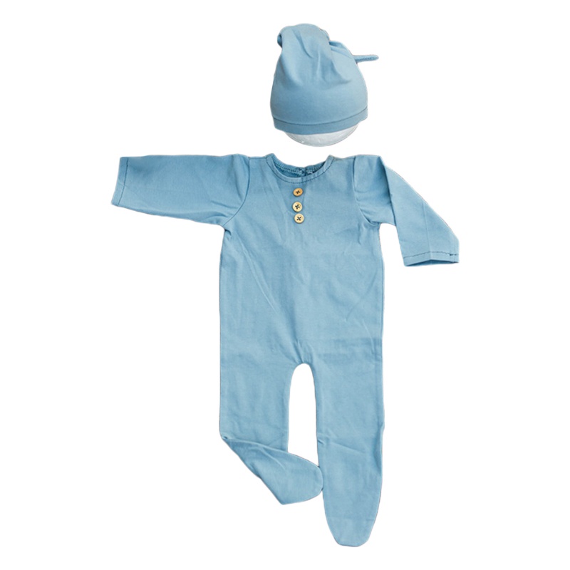 Bộ 2 Món Áo Liền Quần + Mũ Xinh Xắn Dùng Làm Đạo Cụ Chụp Ảnh Cho Bé Sơ Sinh