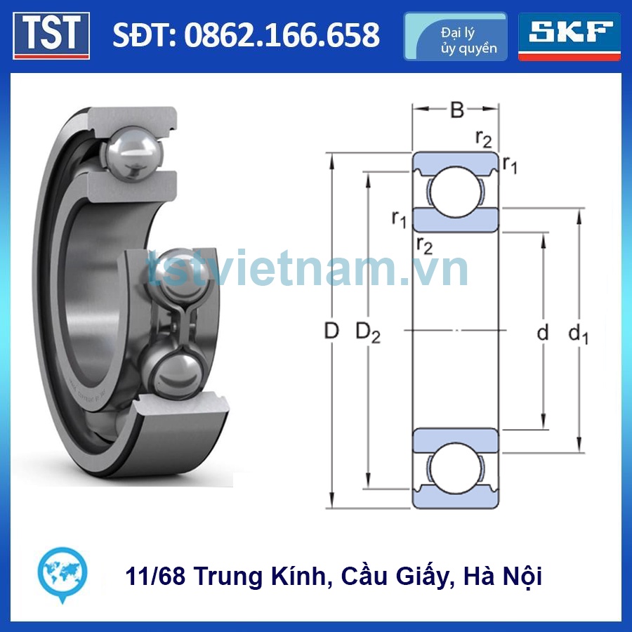 VÒNG BI BẠC ĐẠN SKF CHÍNH HÃNG 6001