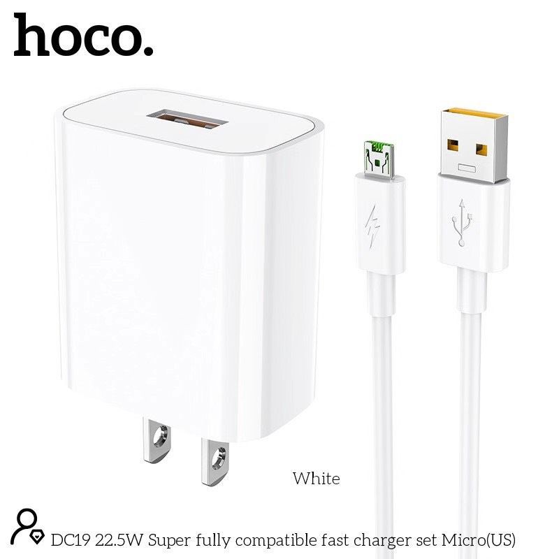 Bộ Sạc Nhanh Hoco DC19 Micro/Lightning/Type-C (22,5W - 5A)- Hỗ trợ sạc siêu nhanh