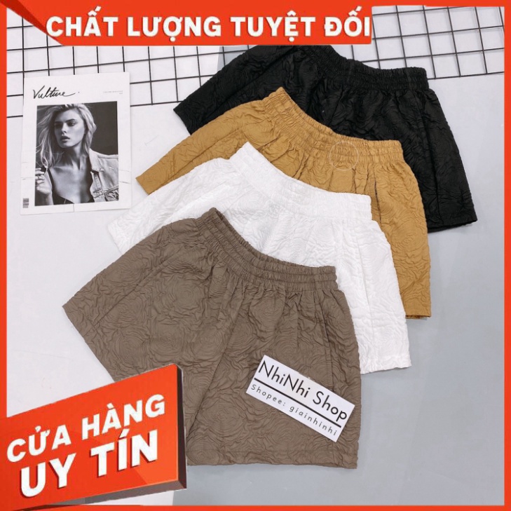 Quần short phồng dập hoa nổi cạp chun, Quần đùi cạp cao có túi 2 bên CS817 - NhiNhi Shop - Hàng nhập khẩu