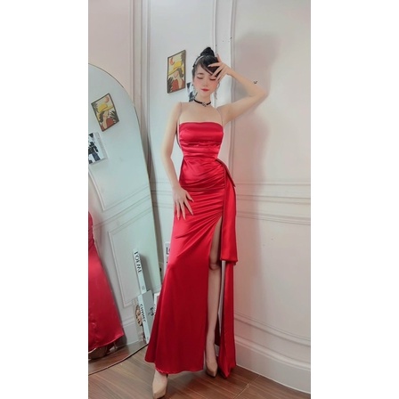 Đầm maxi dạ hội xẻ đùi phối dây kim tuyến TRIPBLE T DRESS -size S/M/L - MS399V