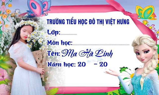 Nhãn vở in hình bé, Sét 30 nhãn tặng 64 sticker tên bé