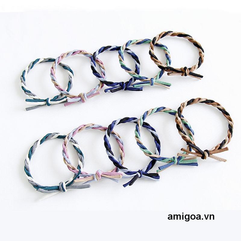 Dây Buộc Tóc Cao Su Co Giãn Phối Màu Độc Đáo Thời Trang Cho Nữ