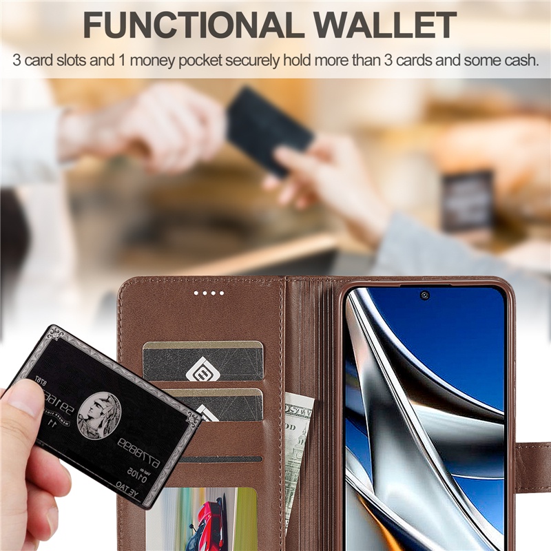 Bao Da Điện Thoại PU Dạng Ví Nắp Lật Cho Xiaomi Poco M4 Pro M5 M5s M4 X4 Pro X4 GT X4 NFC F4 4G 5G Ốp