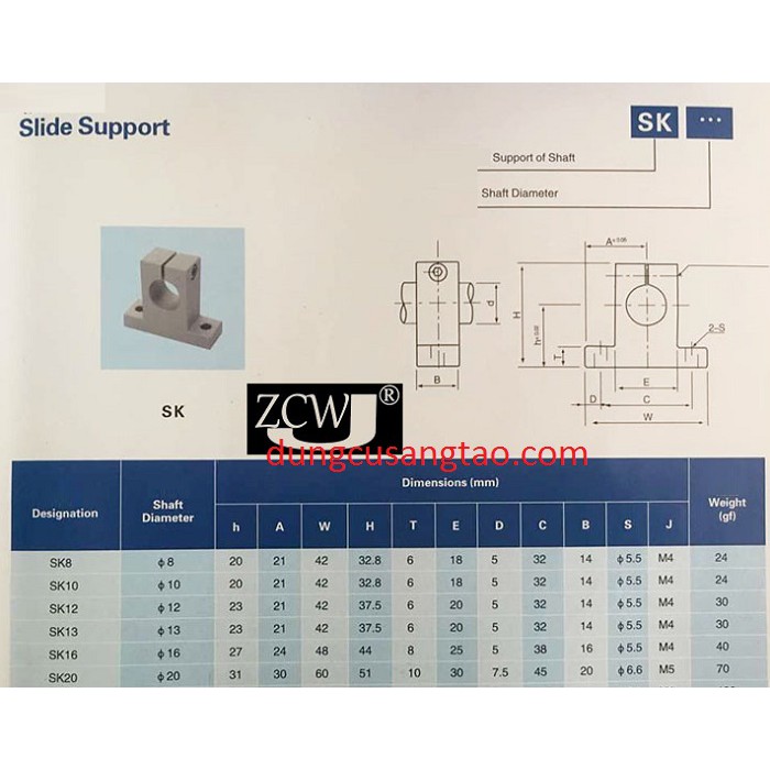 Bát CNC loại SK/ gối đỡ thanh trượt SK