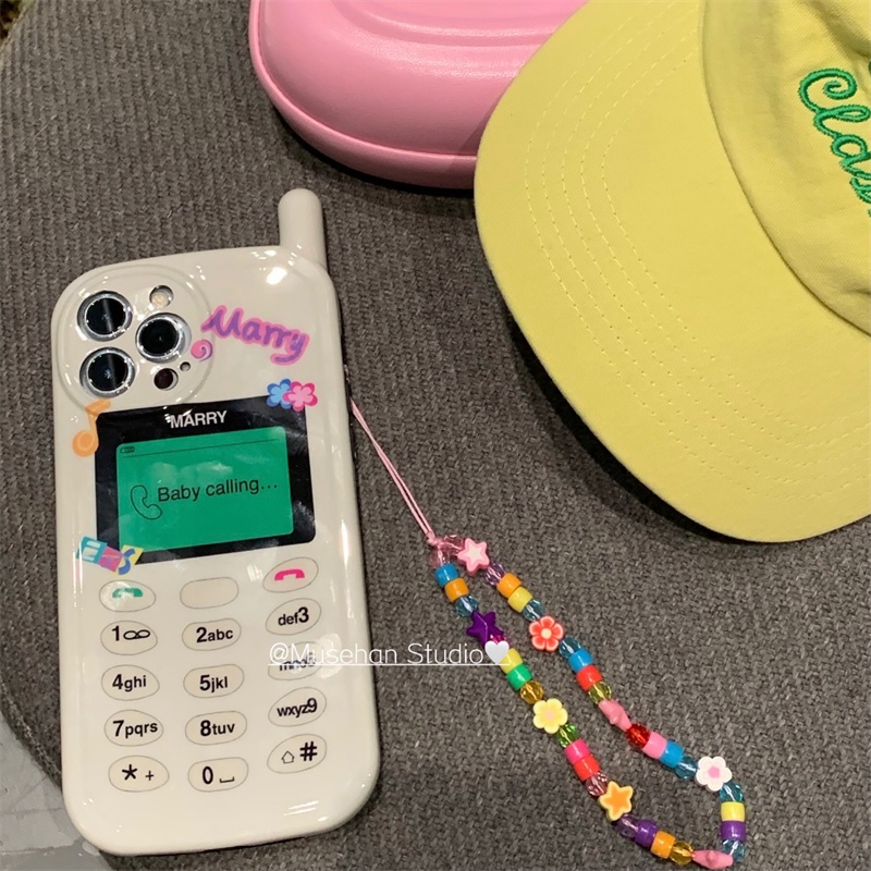 Ốp Điện Thoại Cao Su Mềm Hình Điện Thoại nokia Màu Hồng Đen Gắn Dây Đeo Cổ Điển Cho iPhone 14 13 12 11 Pro Max XR X XSMAX