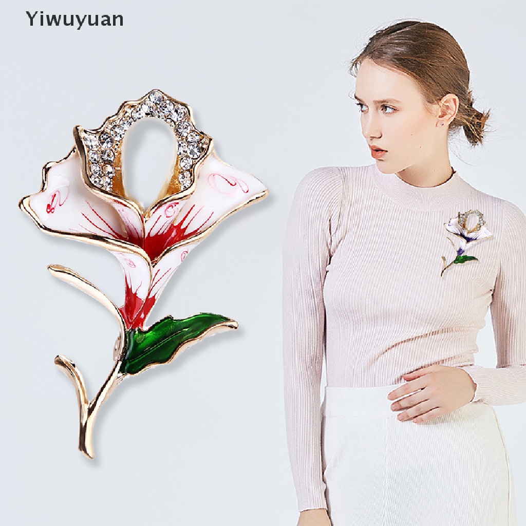 &lt; Yiwuyuan &gt; Trâm Cài Áo Bằng Hợp Kim Hình Hoa Hồng Đính Kim Cương Giả Màu Vàng Hồng Phụ Kiện May Mặc Sinh Nhật