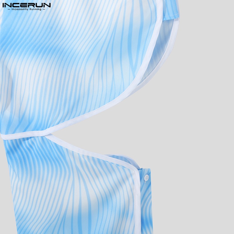 Quần dài lưng cao INCERUN thiết kế phối màu nhuộm độc đáo cho nam