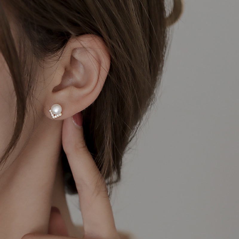 Khuyên Tai Kim Loại Mạ Vàng Bạc S925 Đính Đá Zircon Thời Trang Cho Nữ