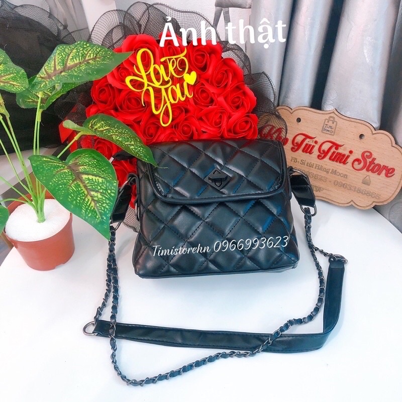 Túi đeo chéo nữ trần trám khóa xoay thời trang TIMIBAGS TM010