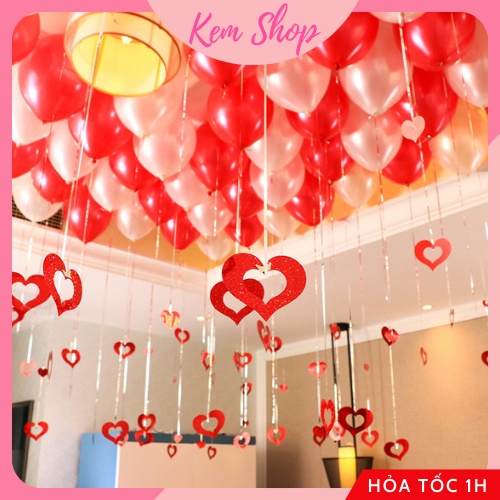 Dây ngôi sao, trái tim buộc bóng thả trần gồm 50/100 dây trang trí sinh nhật, tiệc cưới, kỷ yếu - Kem Shop K308