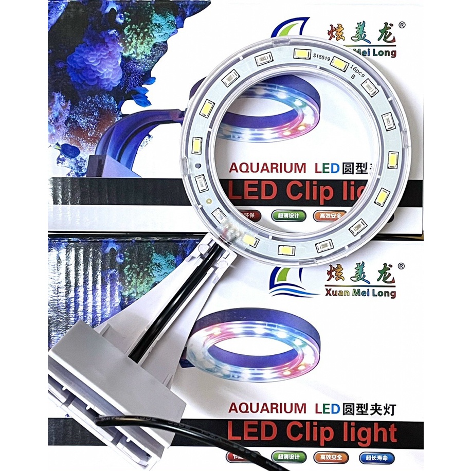 Đèn Led Kẹp Đổi Màu XML Tròn Cho Hồ Cá Cảnh Hồ Thuỷ Sinh Nhỏ