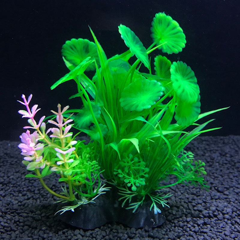 Cây cỏ nhựa nhân tạo dùng cho trang trí bể cá 14cm mới