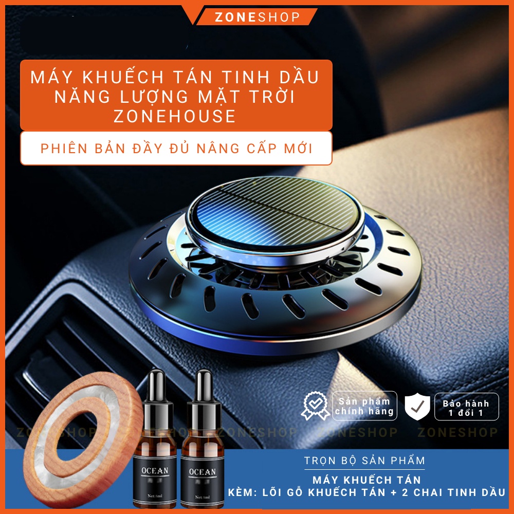 Tinh dầu nước hoa xe ô tô năng lượng mặt trời ZONEHOUSE, kiểu UFO, máy khuếch tán xoay toả hương tinh dầu [ZONESHOP]