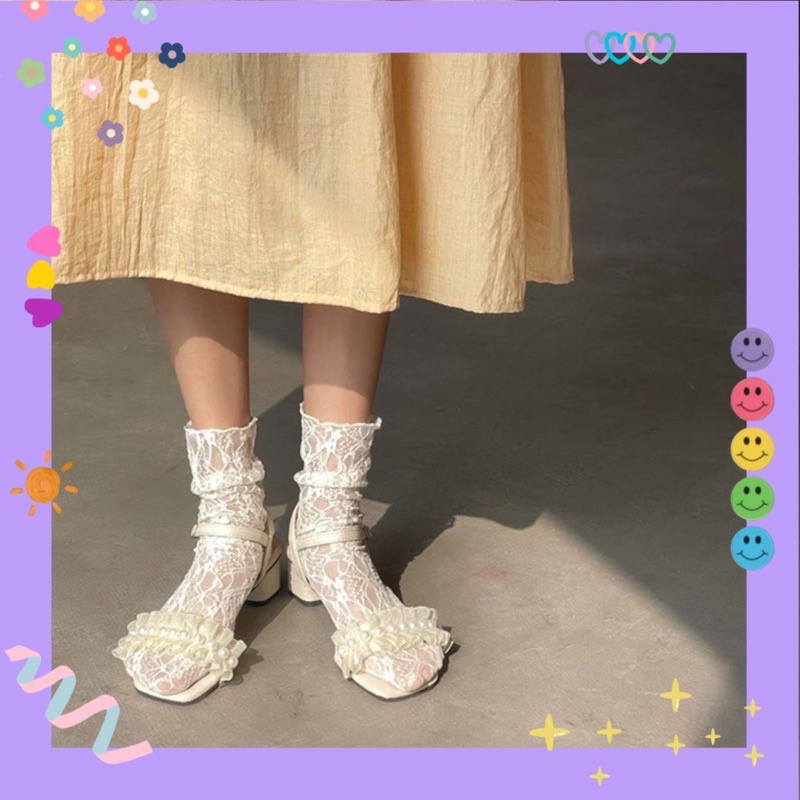 Vớ ren mỏng hoạ phong cách LOLITA 👗