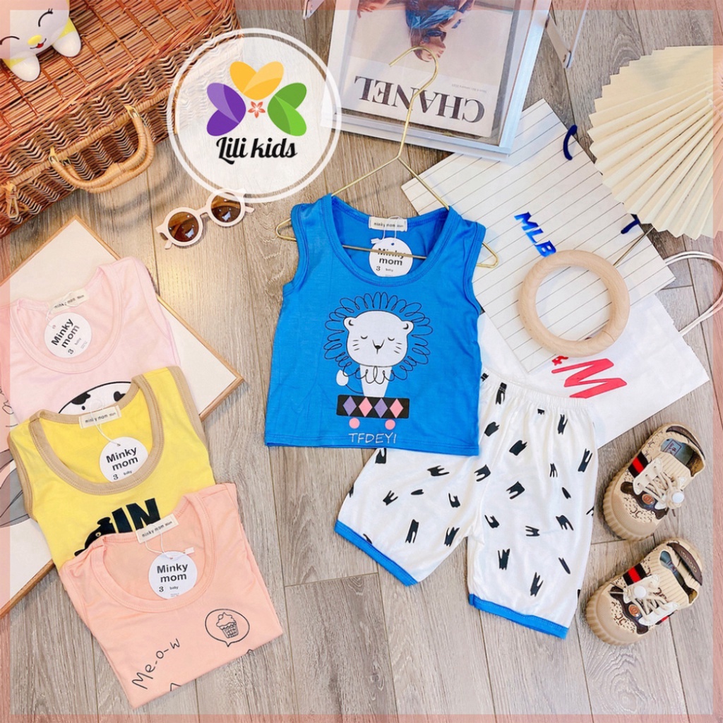 Bộ ba lỗ cho bé LILIKIDS chất thun lạnh họa tiết vải thông hơi mềm mịn cho bé từ 8-18kg BBL03