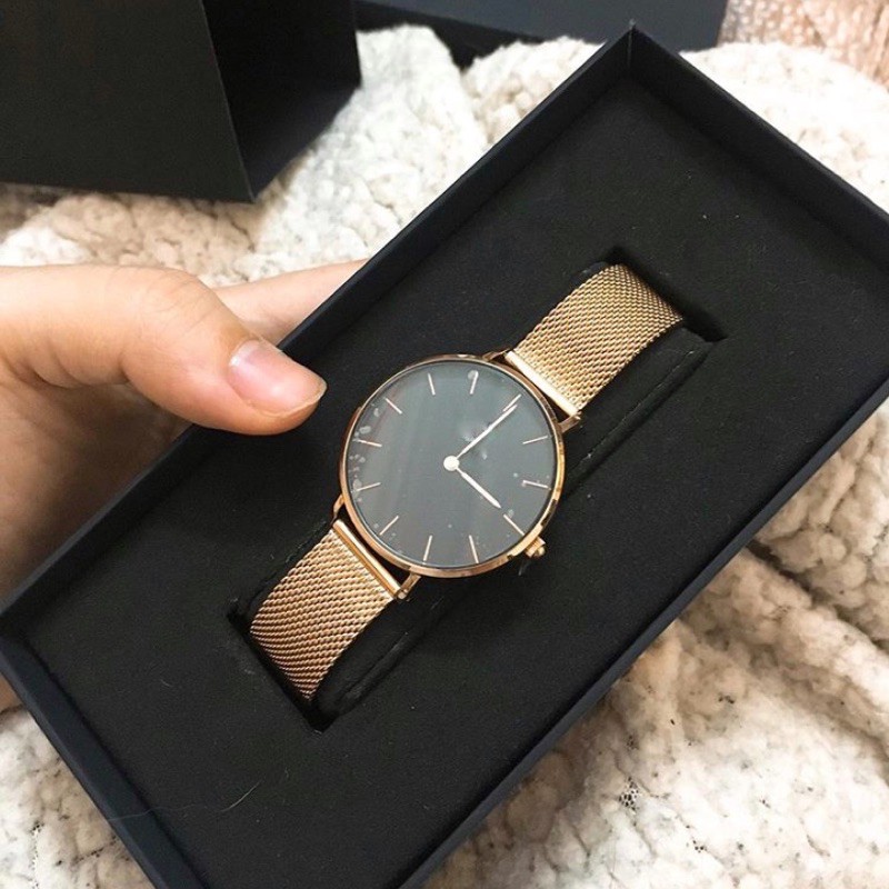 Đồng hồ nữ D.VV PE.TITE rose mặt đen (size 28mm/32mm)
