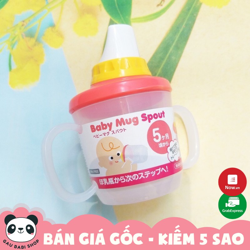 Cốc tập uống có tay cầm, vòi hút chống sặc cho bé Màu Đỏ nội địa Nhật Bản