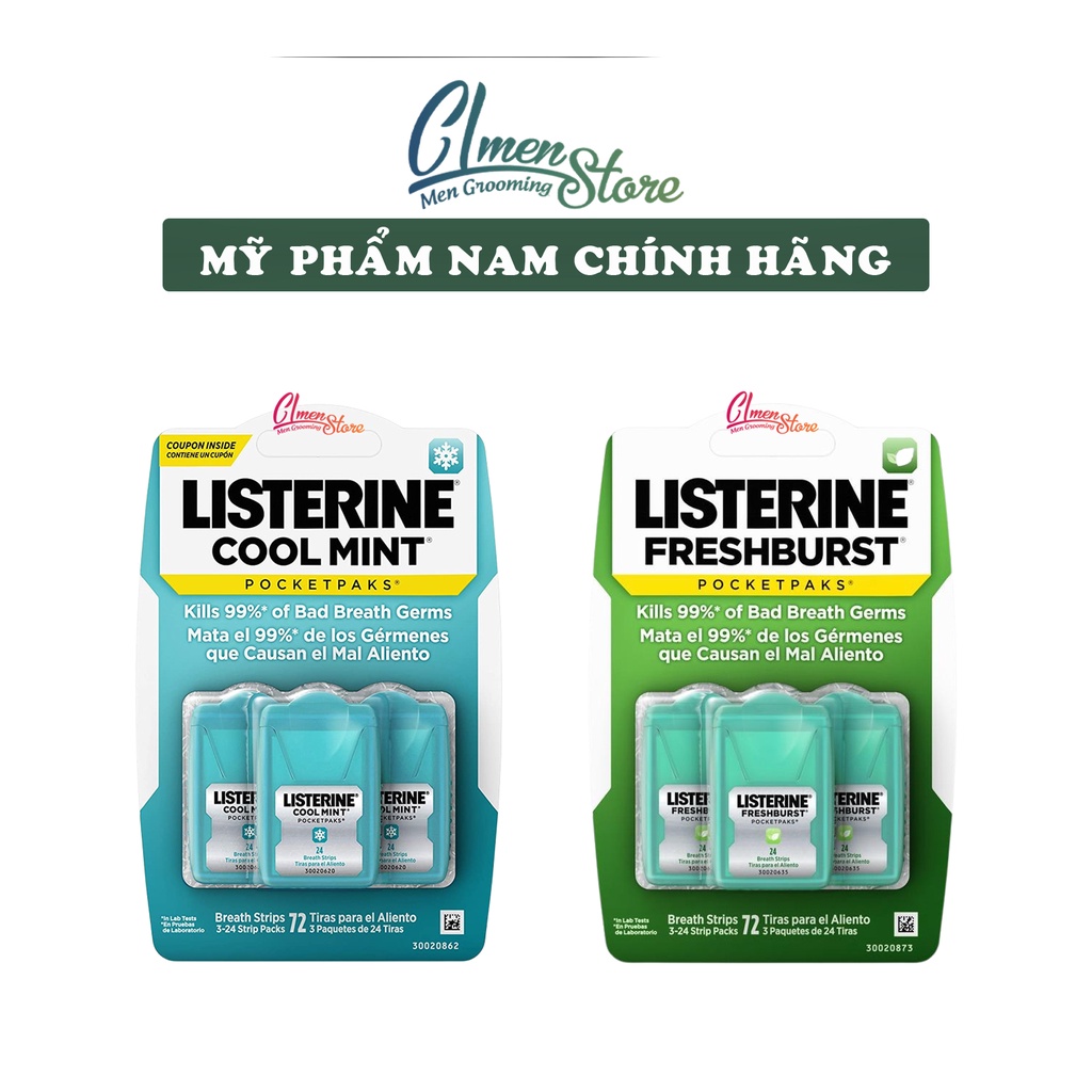 Miếng ngậm thơm miệng Listerine | 3 hộp (24 miếng/hộp)