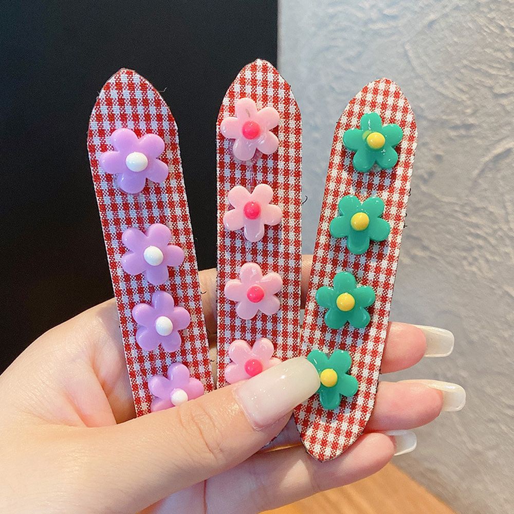 Kẹp Tóc Mái Dạng Dán Họa Tiết Hoa / Thỏ / Kẻ Sọc Nhiều Màu Có Thể Gấp Gọn Cho Bé Gái