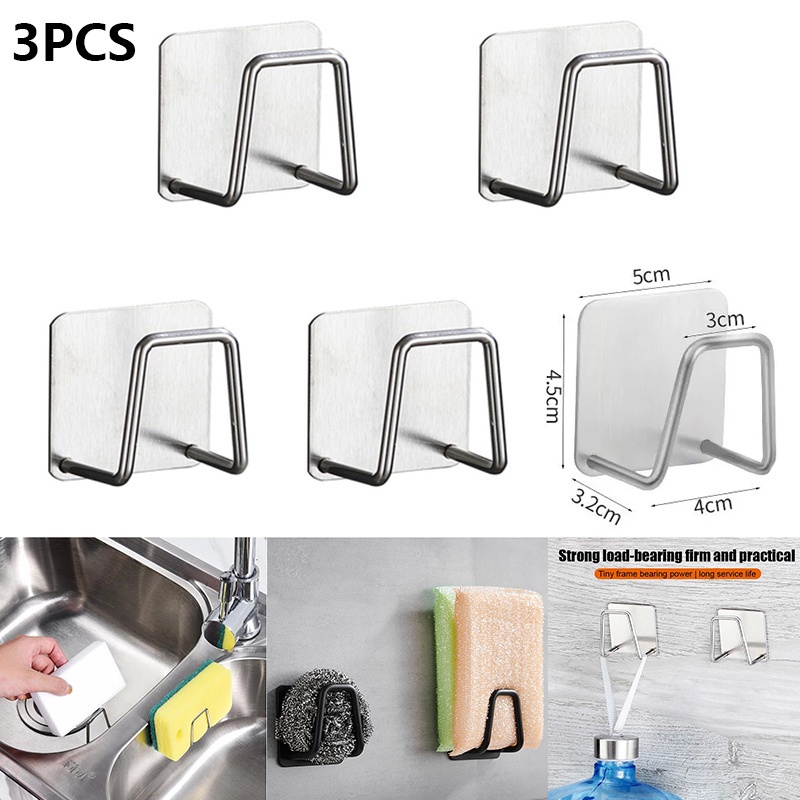 Set 3 Giá Đỡ Inox Dán Bồn Rửa Chén / Đựng Mút Rửa Chén Ráo Nước