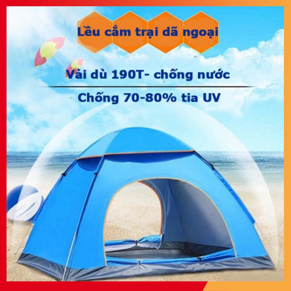 [KÈM ẢNH THẬT]- Lều cắm trại dã ngoại lều tự bung cao cấp chống nước, chống tia UV chất lượng- tặng đèn lều