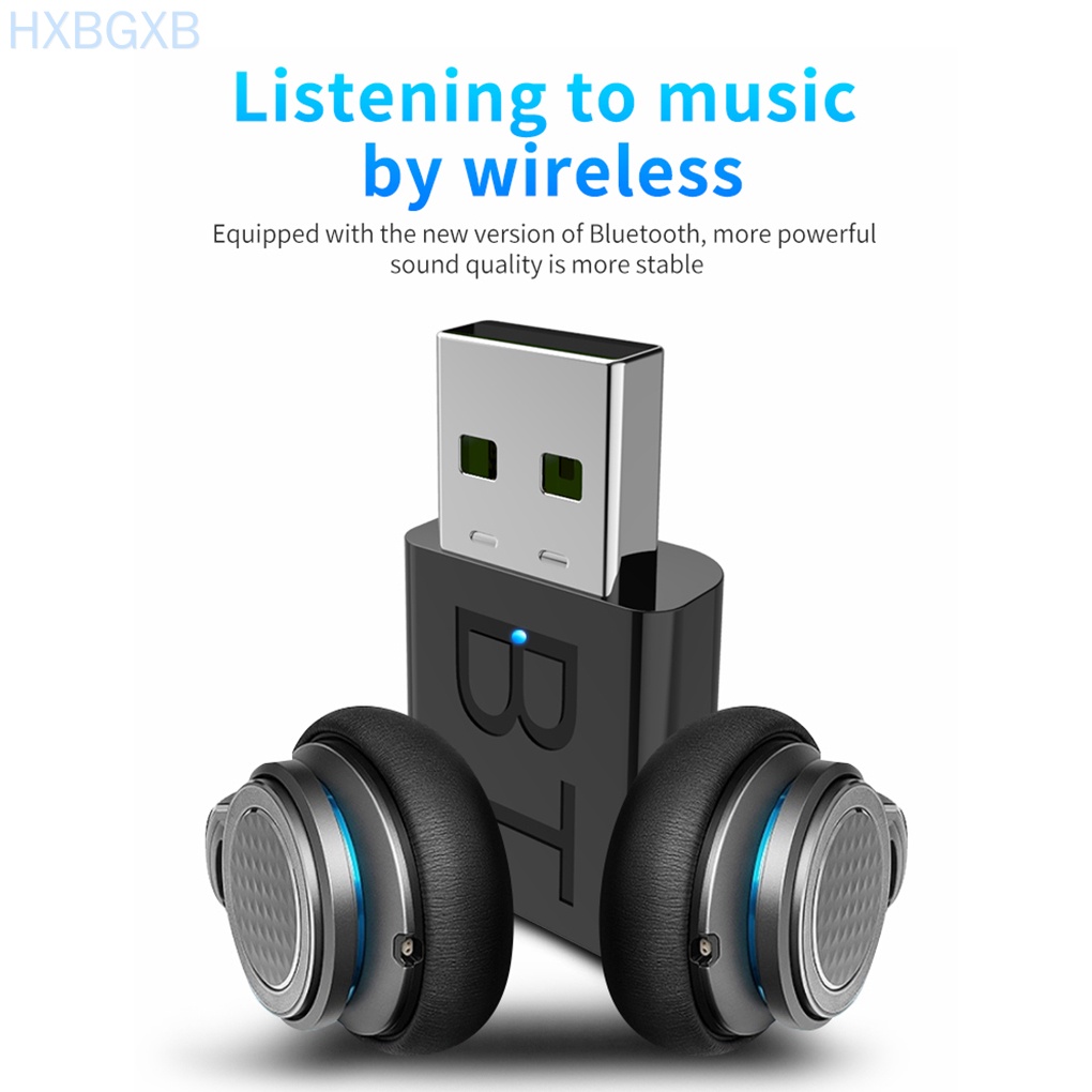 USB Car Bluetooth 5.0 AUX Jack Audio Adapter Receiver 2-in-1 Driver-Free Bluetooth Transmitter HXBG